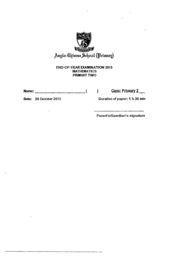 Anglo Chinese P2 Math SA2 2013 exam paper PDF preview