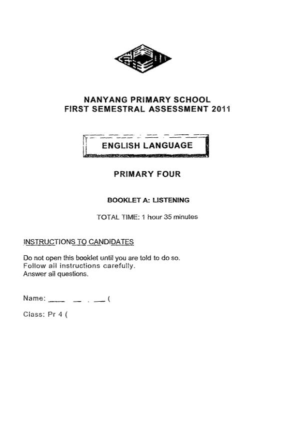 Nanyang P4 Eng WA2 2011 exam paper PDF preview