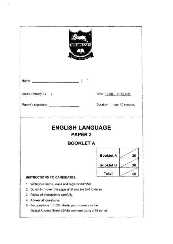 First page preview of P3 Eng 2024 WA2 — Tao Nan