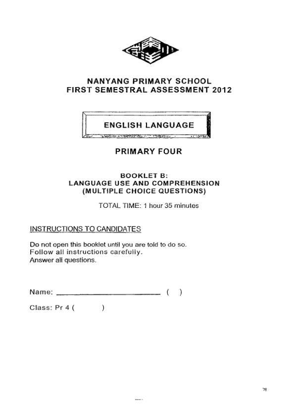 Nanyang P4 Eng WA2 2012 exam paper PDF first page preview