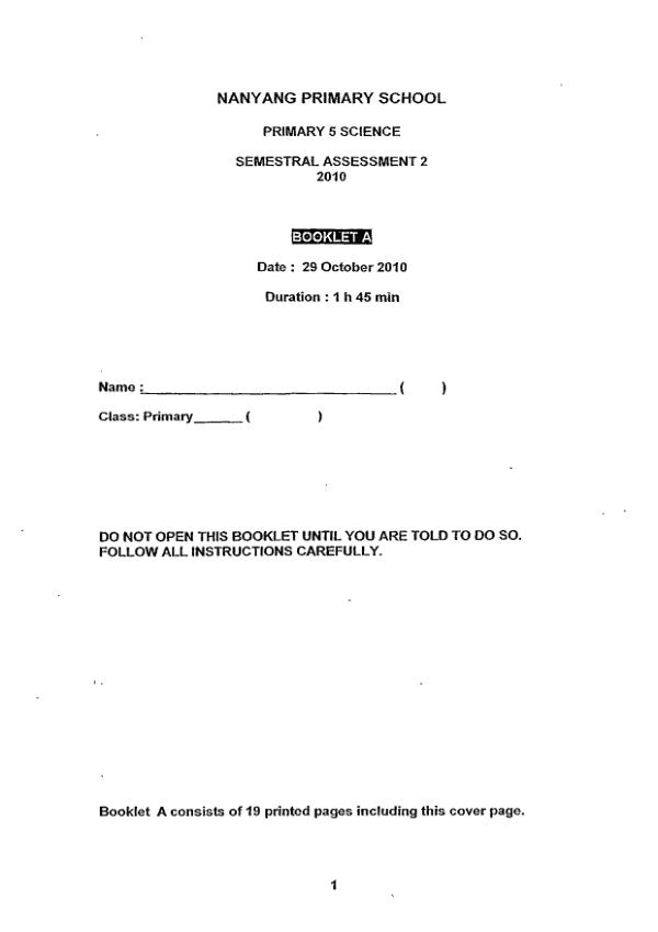 Nanyang P5 Sci SA2 2010 exam paper PDF preview
