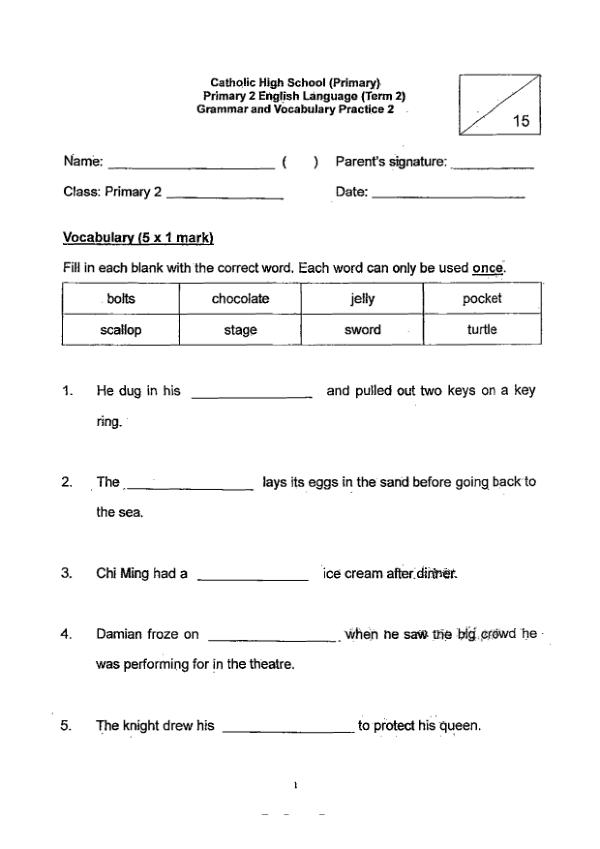 Catholic High P2 Eng SA2 2019 exam paper PDF first page preview