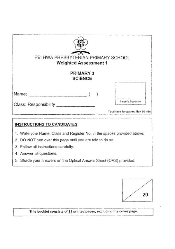 First page preview of P3 Sci 2024 WA1 — Pei Hwa