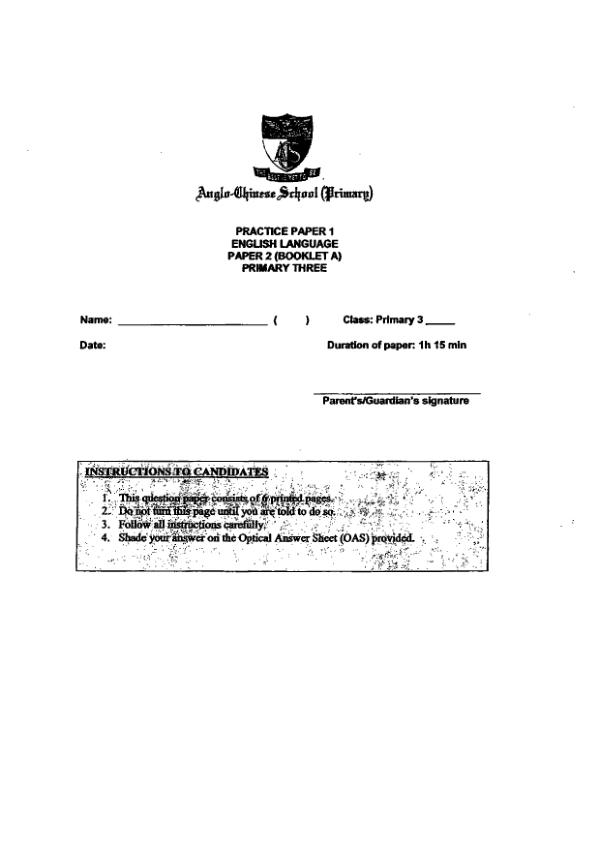 Anglo Chinese P3 Eng WA1 2016 exam paper PDF preview