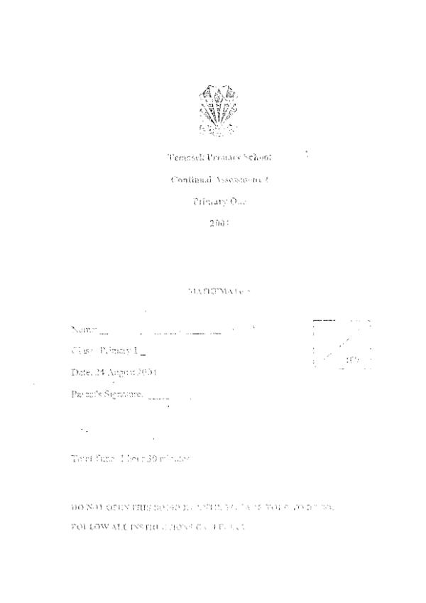 Temasek P1 Math WA3 2004 exam paper PDF first page preview