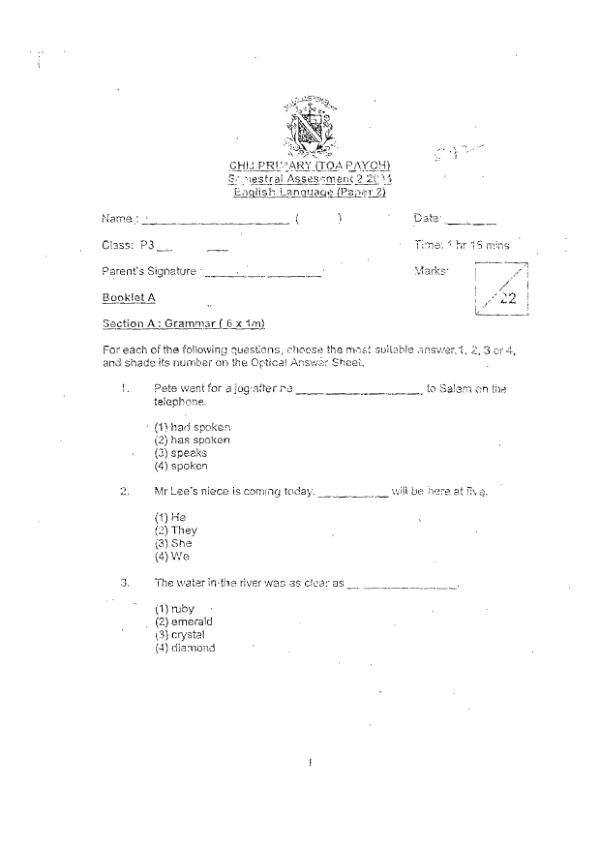 CHIJ P3 Eng SA2 2004 exam paper PDF preview