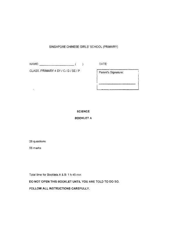 Rulang P4 Sci SA2 2022 exam paper PDF preview