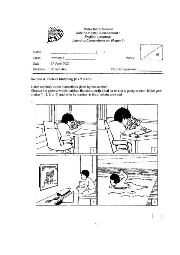 Maha Bodhi P4 Eng WA2 2022 exam paper PDF preview