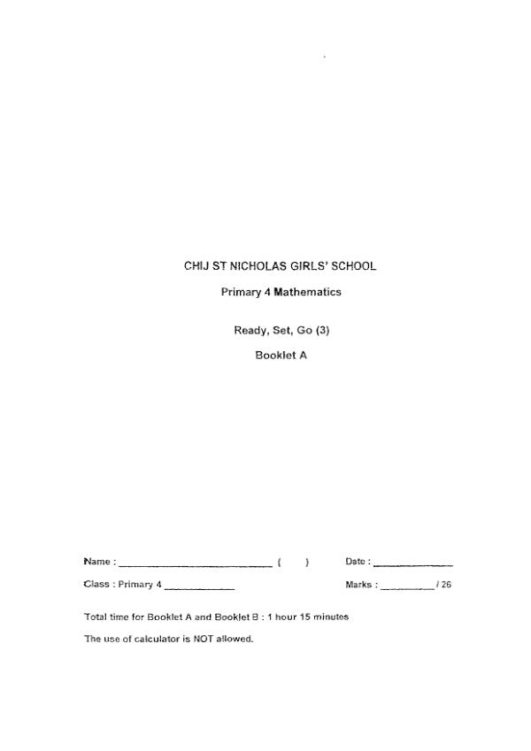 First page preview of P4 Math 2022 SA2 — CHIJ