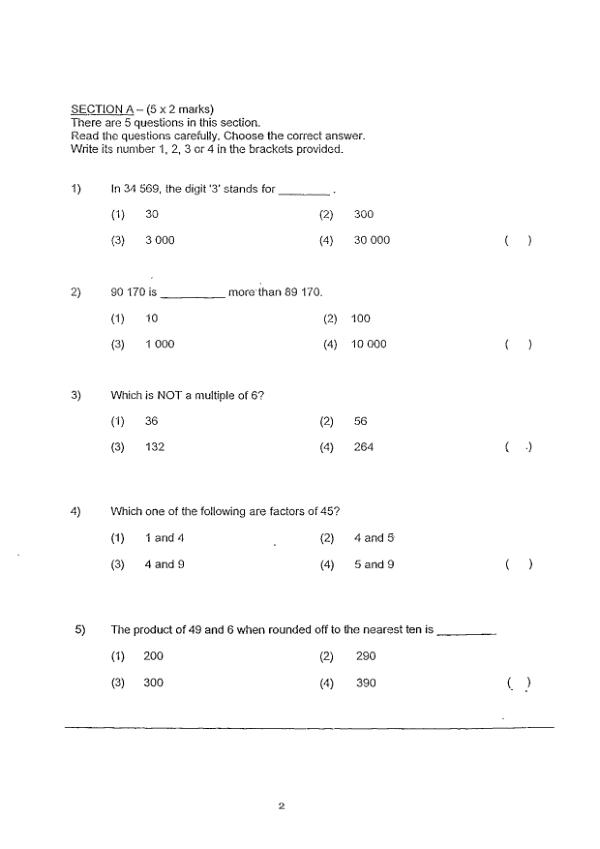 Rosyth P4 Math WA1 2013 exam paper PDF preview
