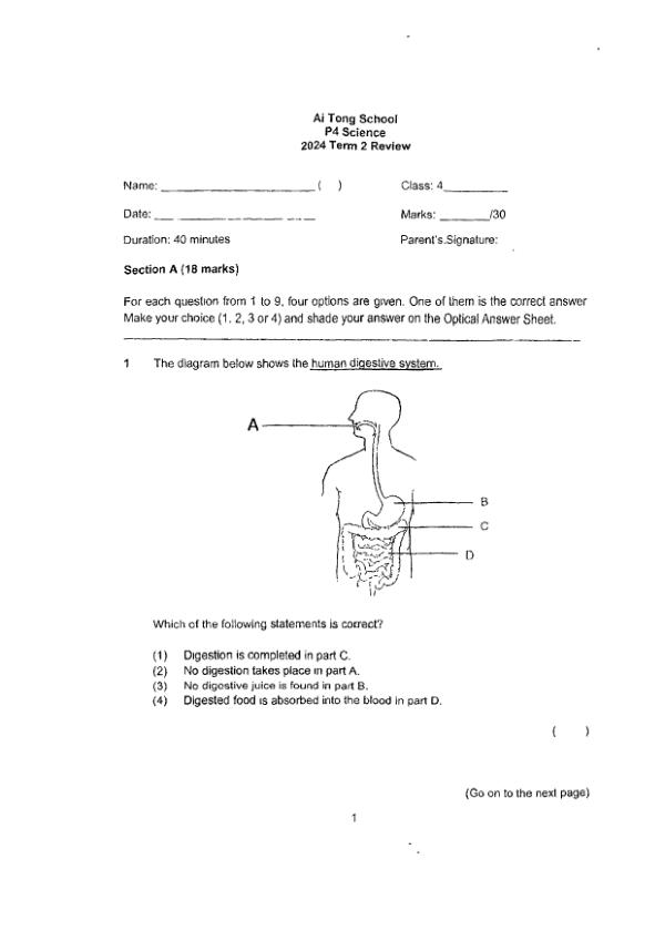 First page preview of P4 Sci 2024 WA2 — Ai Tong