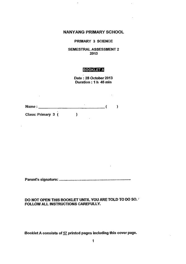 Nanyang P3 Sci SA2 2013 exam paper PDF preview