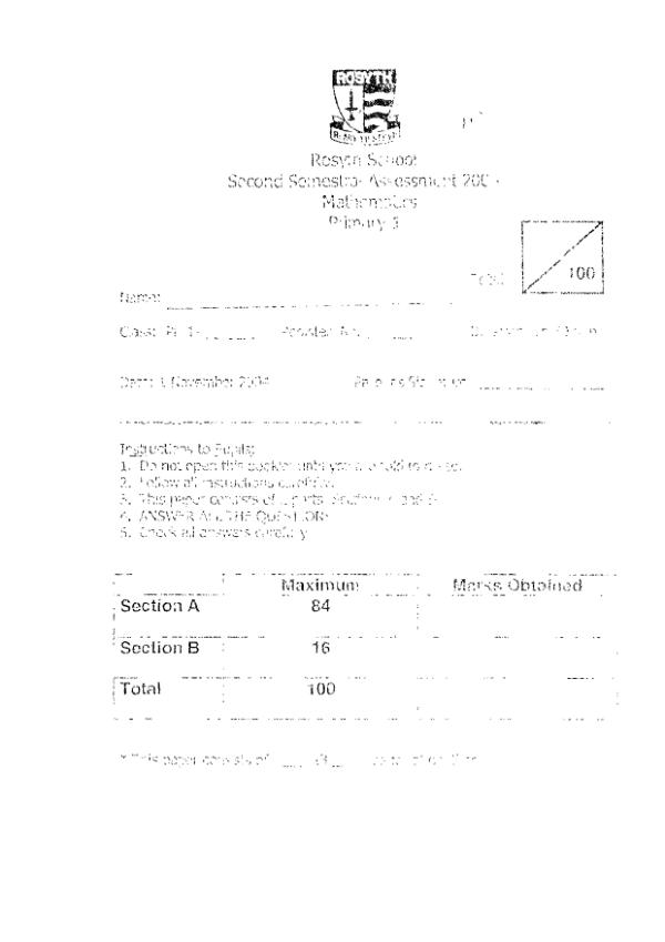 Rosyth P1 Math SA2 2004 exam paper PDF first page preview