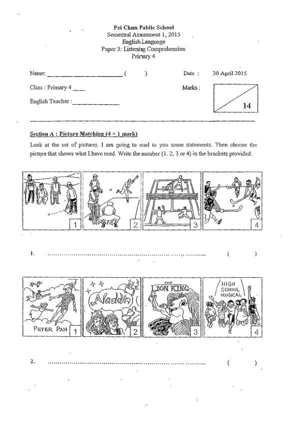 Pei Chun P4 Eng WA2 2015 exam paper PDF first page preview