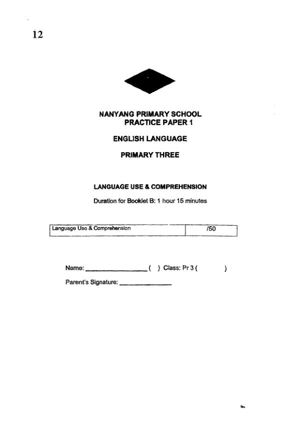 Nanyang P3 Eng SA2 2023 exam paper PDF preview