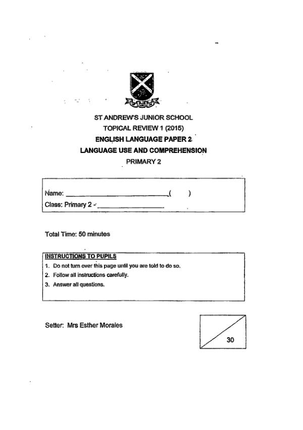 St Andrews P2 Eng WA2 2015 exam paper PDF first page preview
