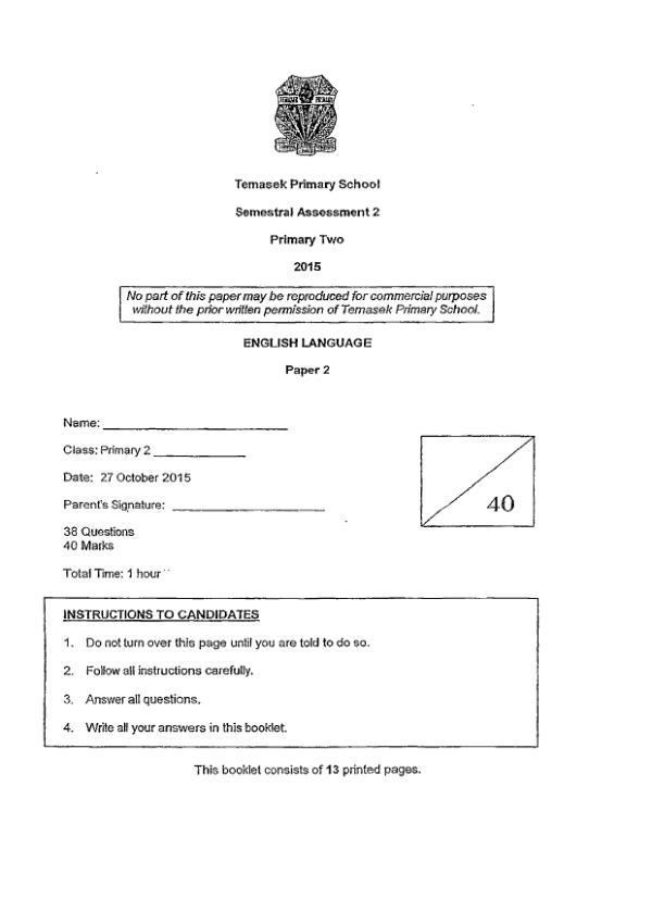 Temasek P2 Eng SA2 2015 exam paper PDF preview