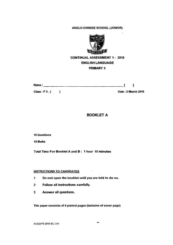 Anglo Chinese P3 Eng WA1 2015 exam paper PDF preview