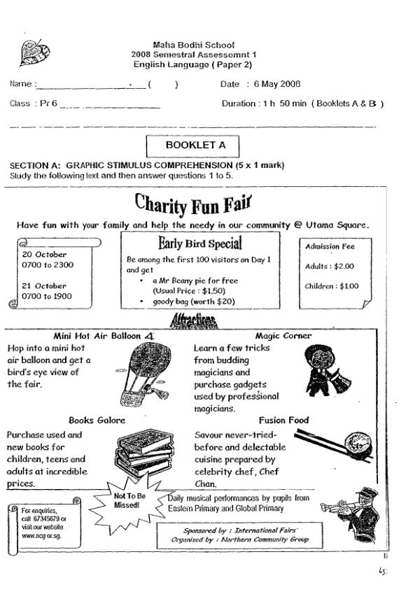 Maha Bodhi P6 Eng WA2 2008 exam paper PDF preview