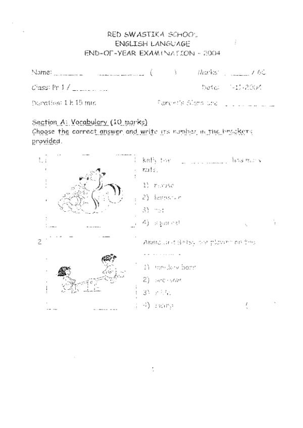 Red Swastika P1 Eng SA2 2004 exam paper PDF preview