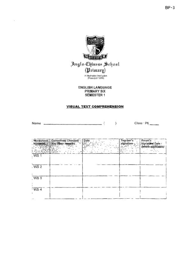 Anglo Chinese P6 Eng WA1 2025 exam paper PDF first page preview