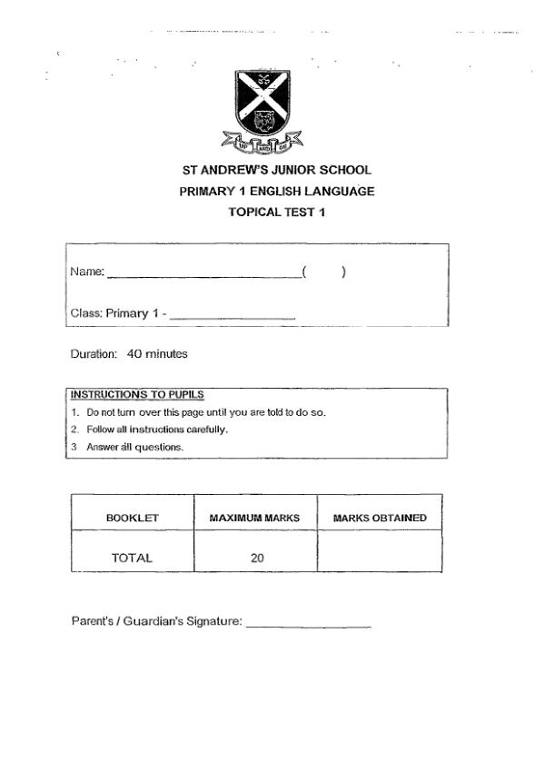 St Andrews P1 Eng WA2 2014 exam paper PDF first page preview
