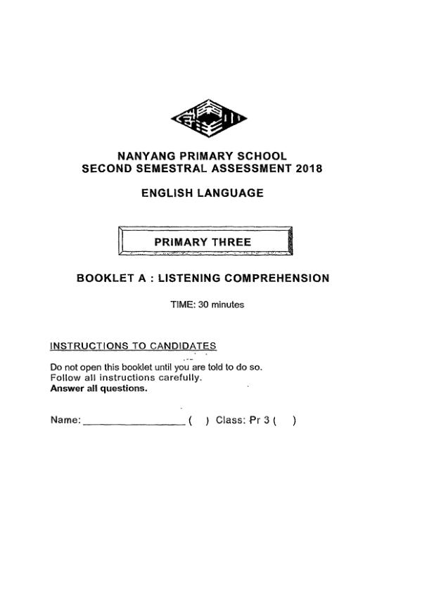 Nanyang P3 Eng SA2 2018 exam paper PDF preview