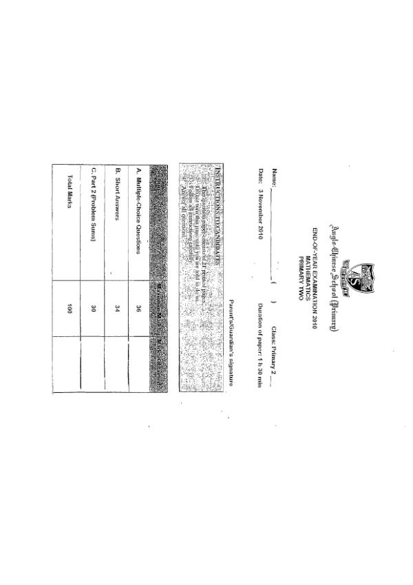 Anglo Chinese P2 Math SA2 2010 exam paper PDF preview