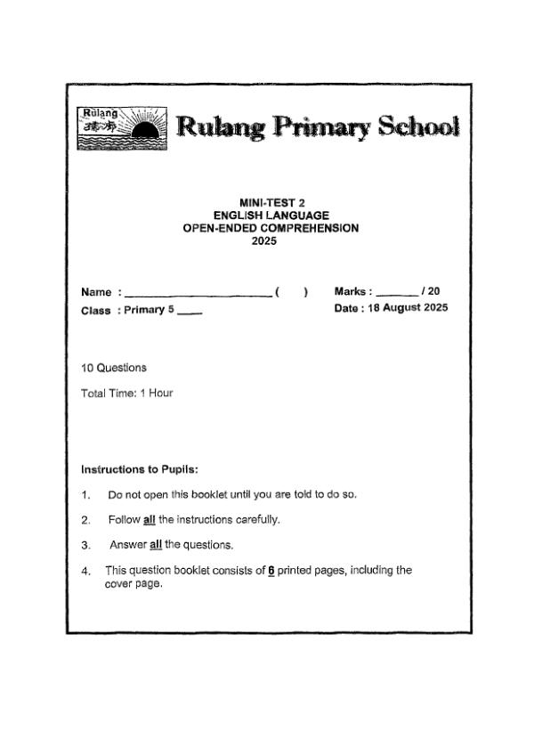 First page preview of P5 Eng 2025 WA2 — Rulang