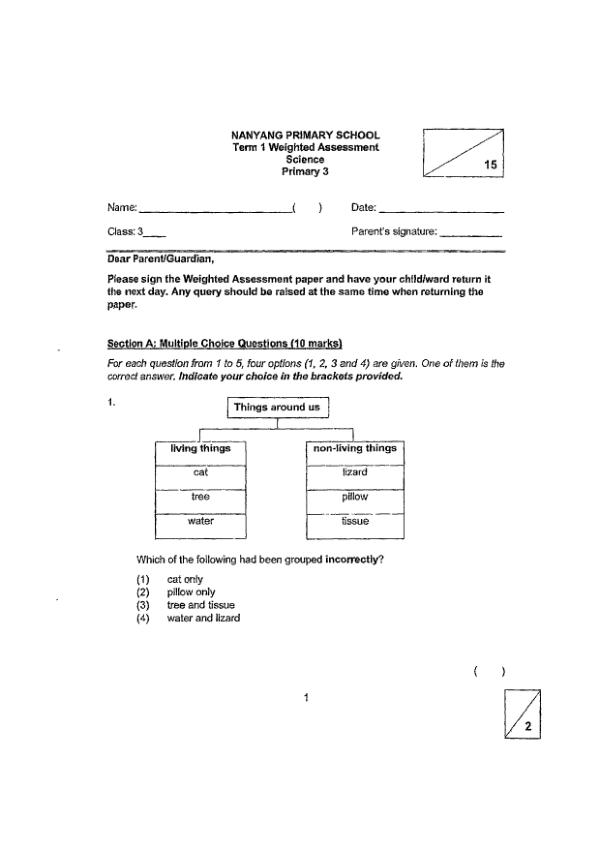 First page preview of P3 Sci 2024 WA1 — Nanyang