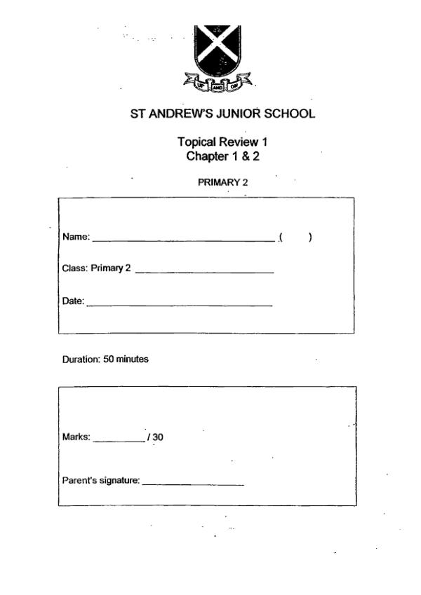 First page preview of P2 Math 2015 WA1 — St Andrews