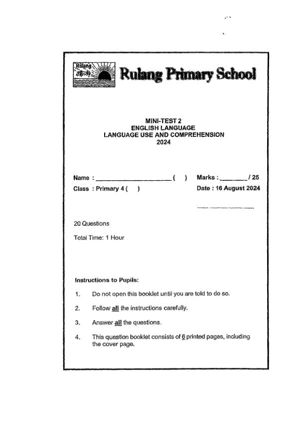 First page preview of P4 Eng 2024 WA2 — Rulang