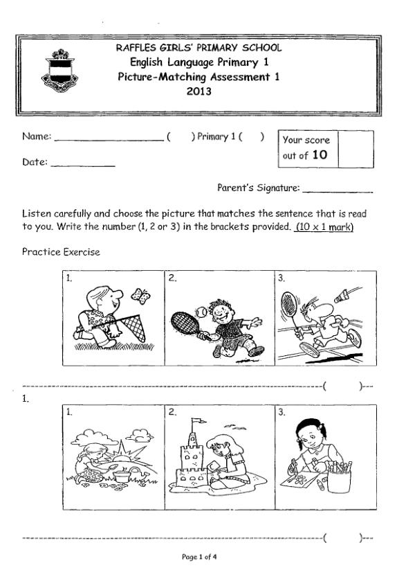Raffles Girls P1 Eng WA1 2013 exam paper PDF first page preview