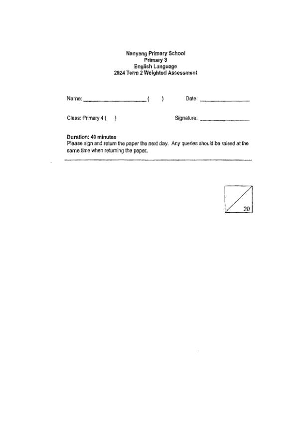 First page preview of P3 Eng 2024 WA2 — Nanyang