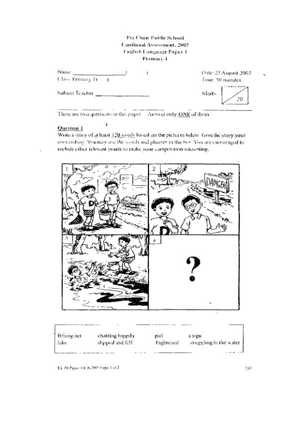 Pei Chun P4 Eng WA3 2007 exam paper PDF first page preview