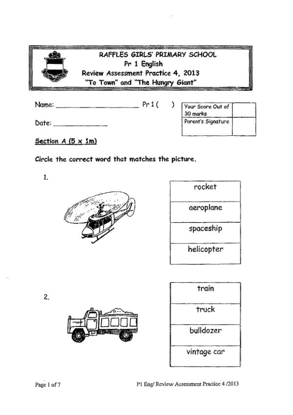 Raffles Girls P1 Eng WA3 2013 exam paper PDF preview