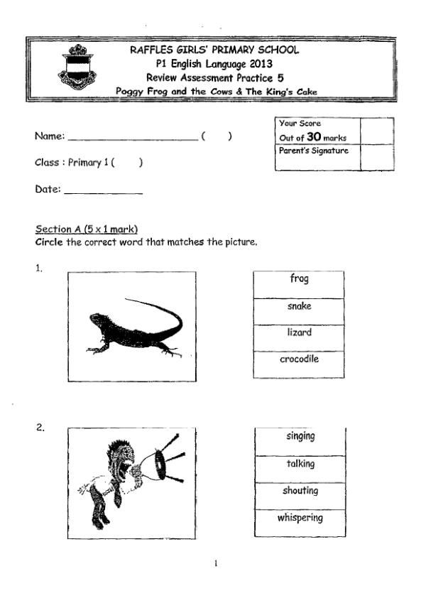 Raffles Girls P1 Eng SA2 2013 exam paper PDF preview