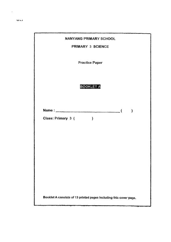 Nanyang P3 Sci WA1 2023 exam paper PDF first page preview