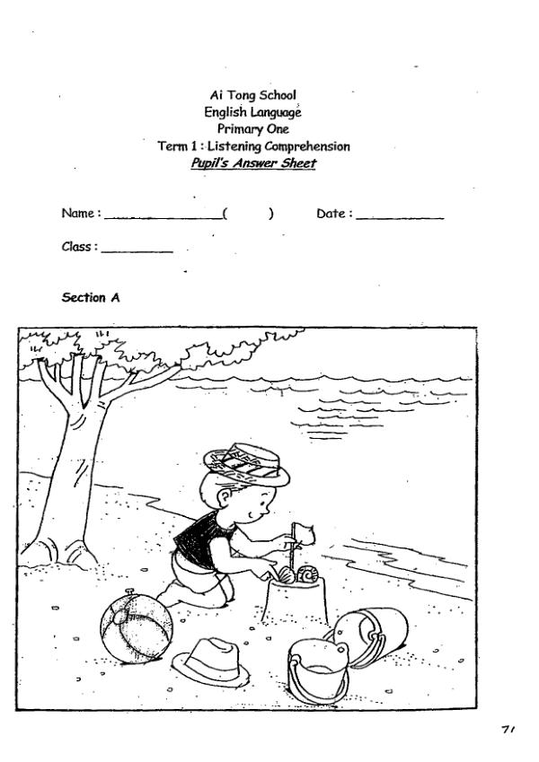 Ai Tong P1 Eng WA1 2011 exam paper PDF preview