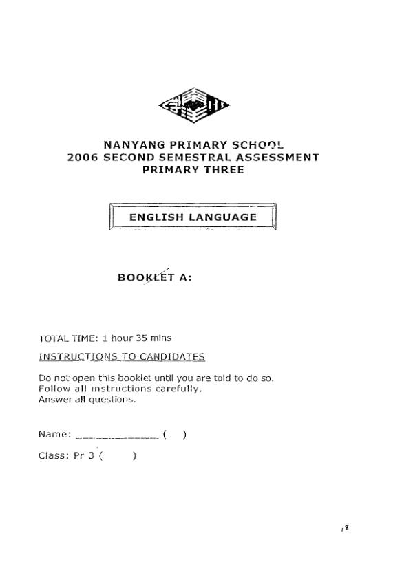 Nanyang P3 Eng SA2 2006 exam paper PDF preview