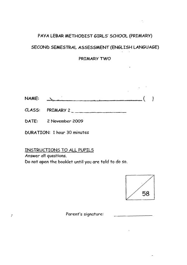 Methodist Girls P2 Eng SA2 2009 exam paper PDF preview