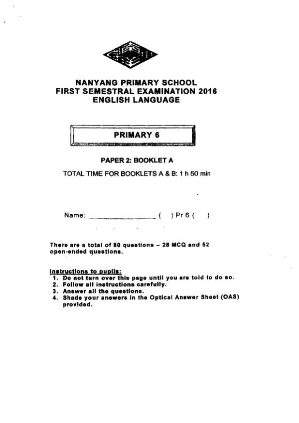 Nanyang P6 Eng WA2 2016 exam paper PDF preview
