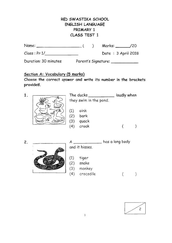 Red Swastika P1 Eng WA1 2018 exam paper PDF first page preview