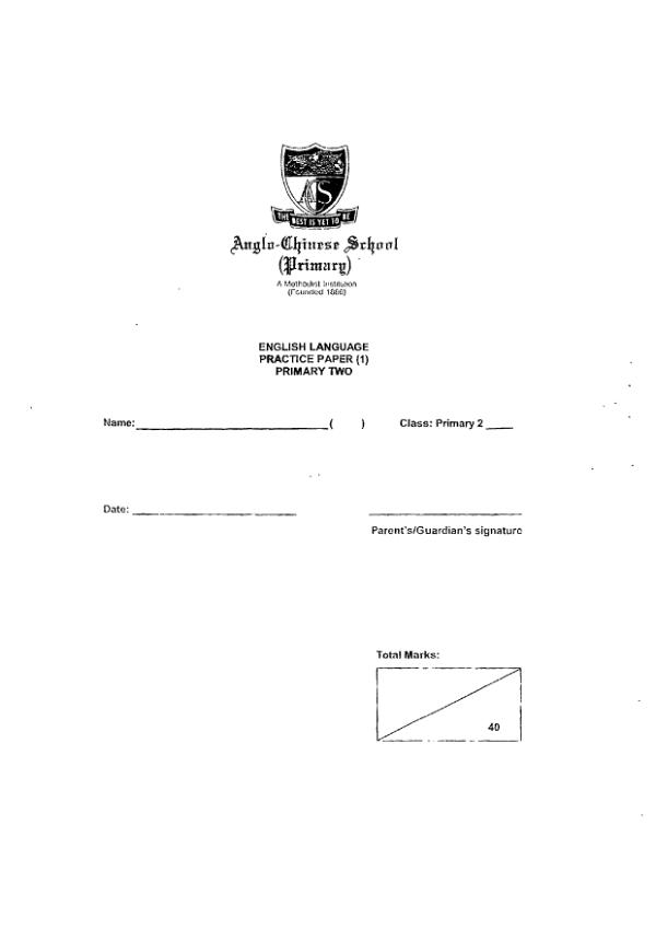 Anglo Chinese P2 Eng WA1 2018 exam paper PDF preview