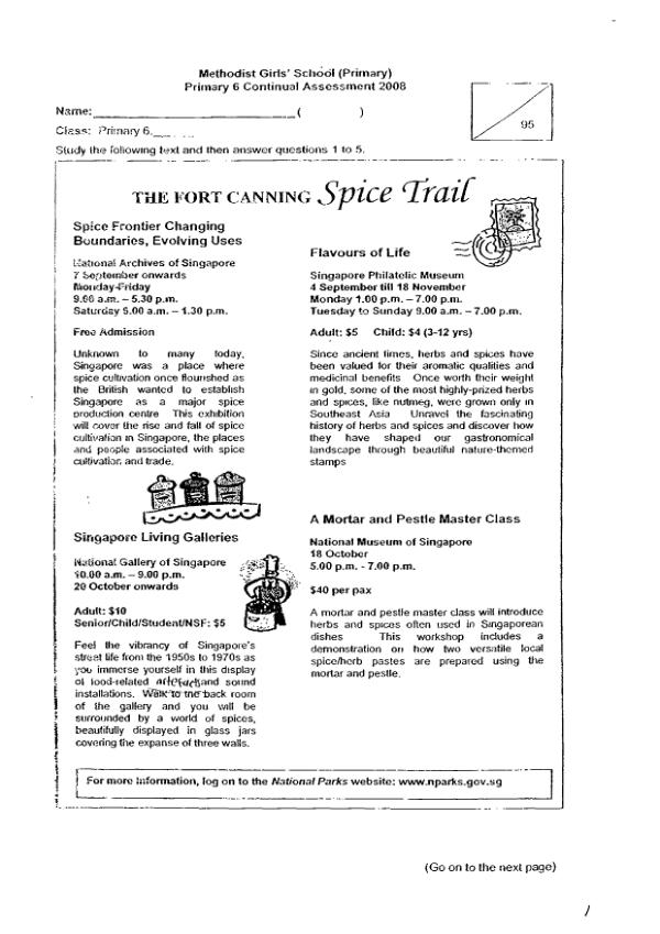Methodist Girls P6 Eng WA1 2008 exam paper PDF preview