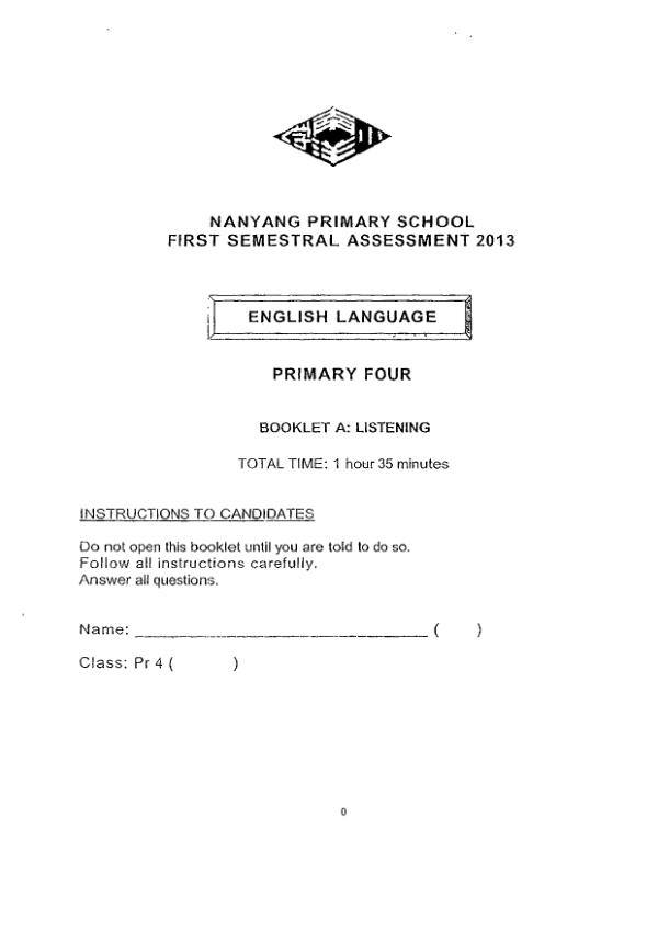 Nanyang P4 Eng WA2 2013 exam paper PDF preview