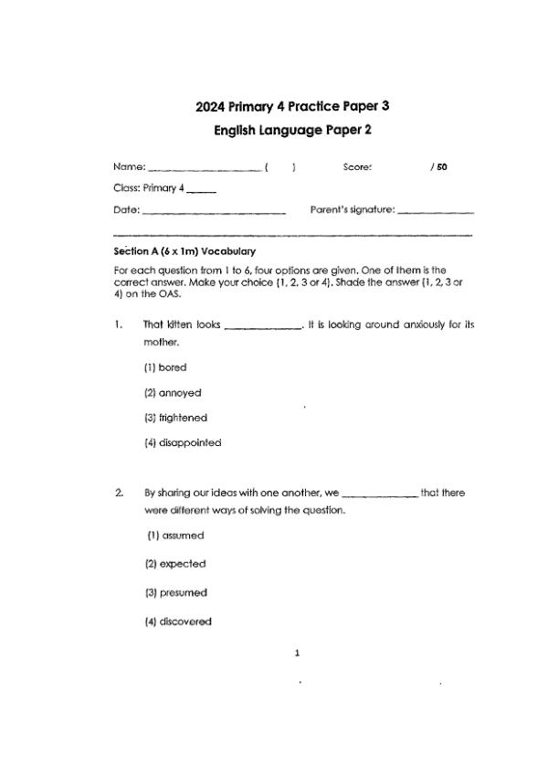 First page preview of P4 Eng 2024 WA3 — Tao Nan