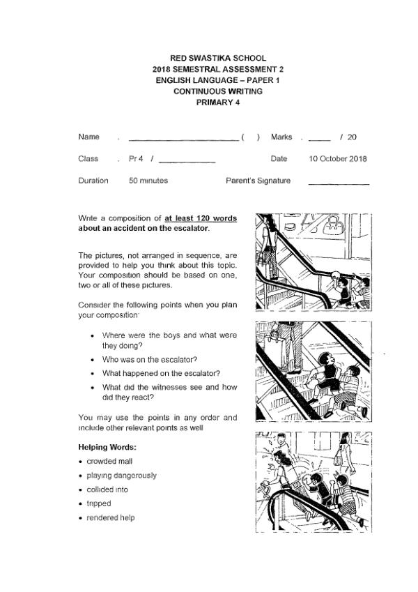 Red Swastika P4 Eng SA2 2018 exam paper PDF preview