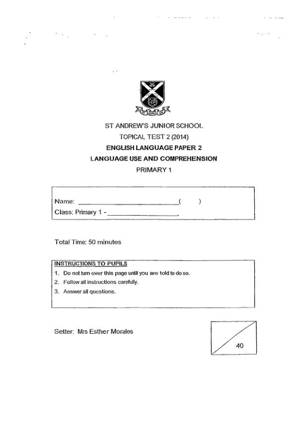 St Andrews P1 Eng WA3 2014 exam paper PDF first page preview