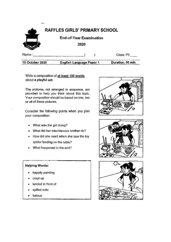 Raffles Girls P3 Eng SA2 2020 exam paper PDF preview